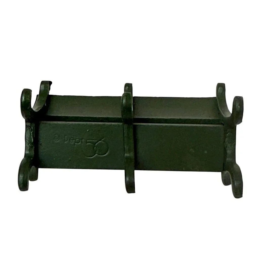 DEPARTMENT 56 Miniature Holiday Bench Christmas Village Figurine Green Metal